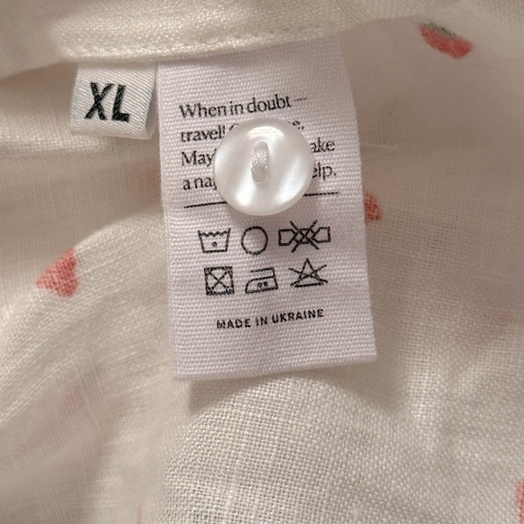 NWOT Sleeper Brigitte Belted Strawberry Printed 100% Linen Voile Mini Dress XL - Picture 14 of 14